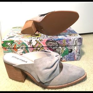 Jeffrey Campbell Light Grey Suede Mules